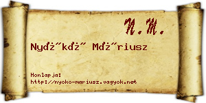 Nyókó Máriusz névjegykártya
